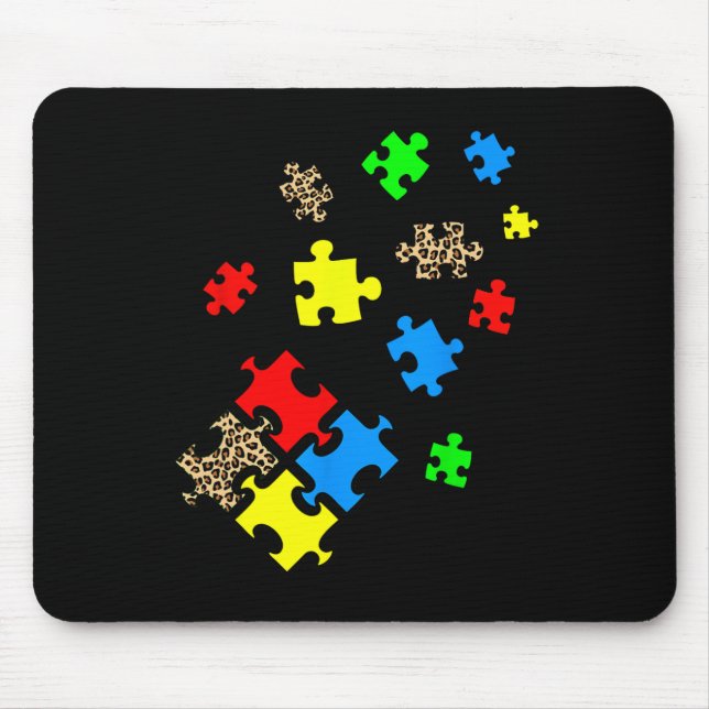 Sei nett Puzzle-Teile Leopard-Autismus-Bewusstsein Mousepad (Vorne)