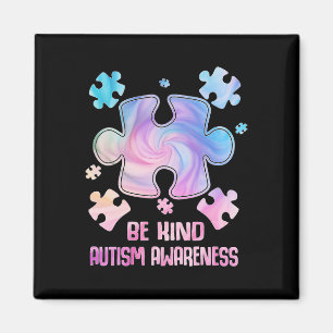 Sei nett Puzzle-Teile Tie Dye Autismus-Bewusstsein Magnet