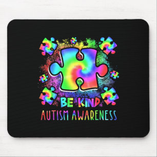 Sei nett Puzzle-Teile Tie Dye Autismus-Bewusstsein Mousepad