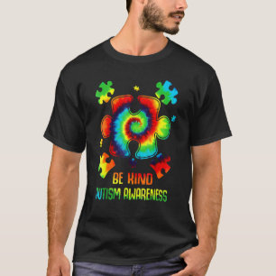 Sei nett Puzzle-Teile Tie Dye Autismus-Bewusstsein T-Shirt