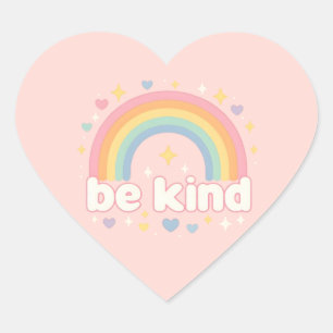 Sei nett – Regenbogen-Pastell-Positivität Herz-Aufkleber