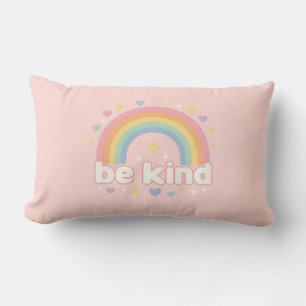 Sei nett – Regenbogen Pastell Positivität Lendenkissen
