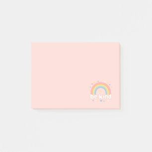 Sei nett – Regenbogen-Pastell-Positivität Post-it Klebezettel