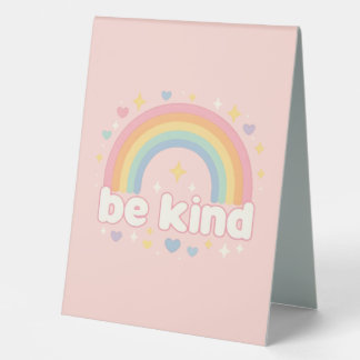 Sei nett – Regenbogen-Pastell-Positivität Tischaufsteller