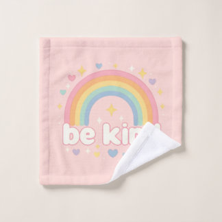 Sei nett – Regenbogen Pastell Positivität Waschlappen