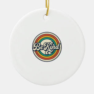 Sei nett Retro-Regenbogen Vintage-Shirt-Design_2 Keramik Ornament