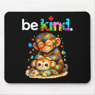 Sei nett schlage Affe farbenfrohes Puzzle Autismus Mousepad