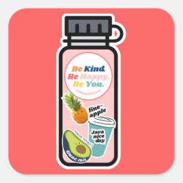 Sei nett! Sei glücklich! Sei du. Wasserflasche Quadratischer Aufkleber