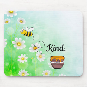 Sei nett Weiße und grüne Blumen Text Schön Mousepad