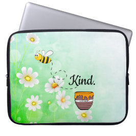 Sei nett | Weißer und grüner Blumenstext Schöner T Laptopschutzhülle