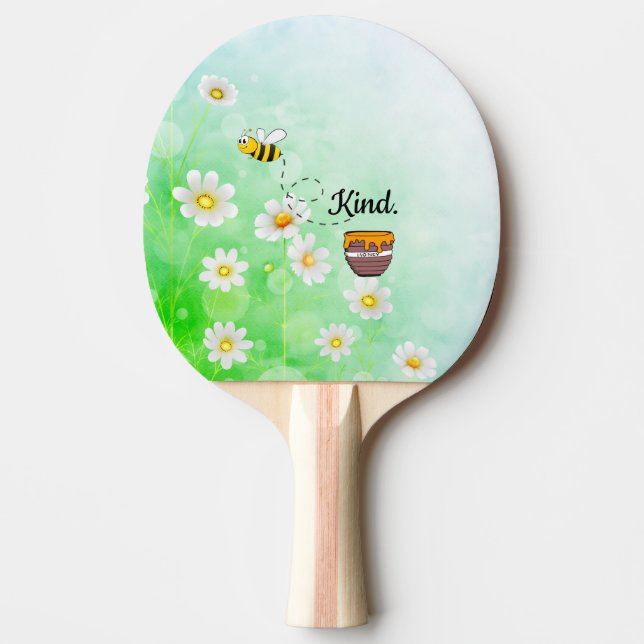 Sei nett | Weißer und grüner Blumenstext Schöner T Tischtennis Schläger (Vorderseite)