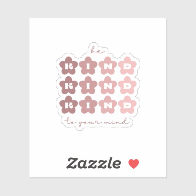 Sei nett zu deinem Geist | Retro Blume Rosa Claro Aufkleber (Blatt)