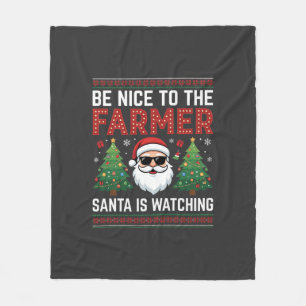 Sei nett zum Bauern Santa Weihnachten Fleecedecke