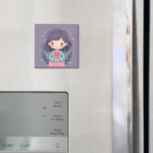 Sei nettes Niedliches Mädchen mit Blume-positiver  Magnet