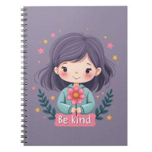 Sei nettes Niedliches Mädchen mit Blume-positiver  Notizblock