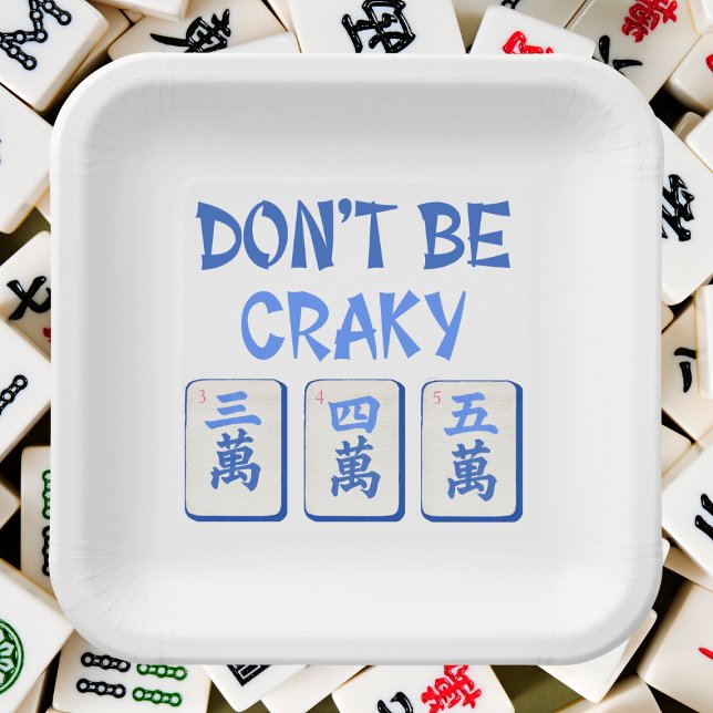 Sei nicht Craky Mahjong Blue Crak Tiles Pappteller (Von Creator hochgeladen)