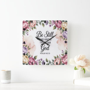 Sei noch Gott, floral Quadratische Wanduhr