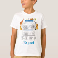 Sei schlau – Wildtiere Wortsuchspiel T-Shirt f