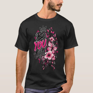 Sei Schön Blütenschmetterling Rosa Blumen Inspirat T-Shirt