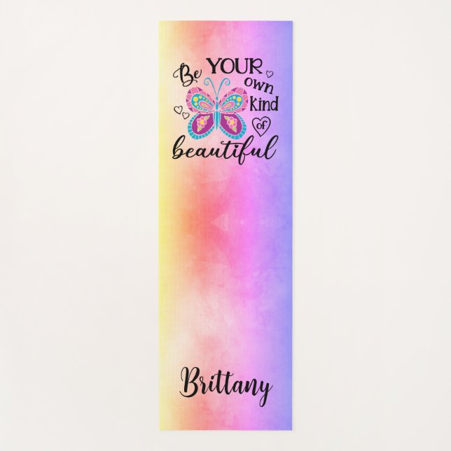 Sei schön Schmetterling Pastell Watercolor Rainbow Yogamatte (Vorderseite)