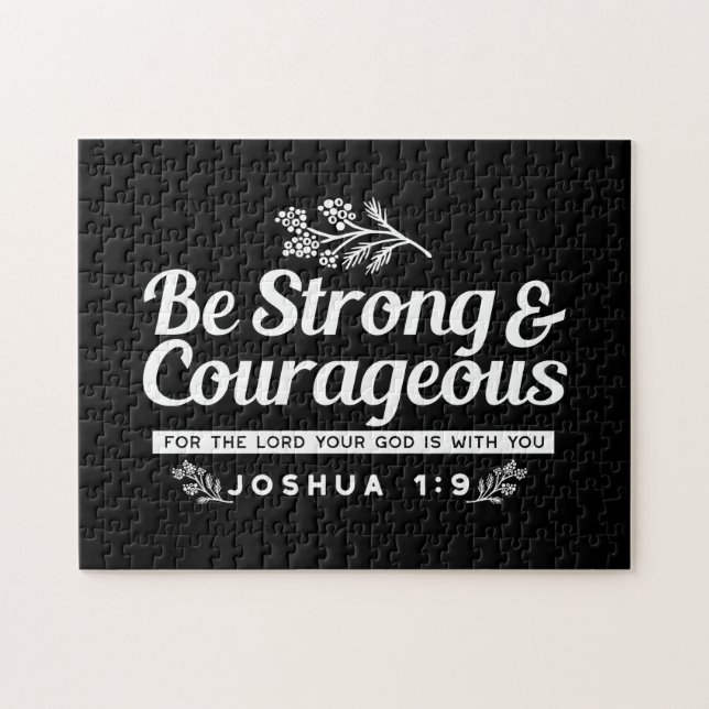Sei stark und mutig – Josua 1:9 Bibelvers  (Horizontal)