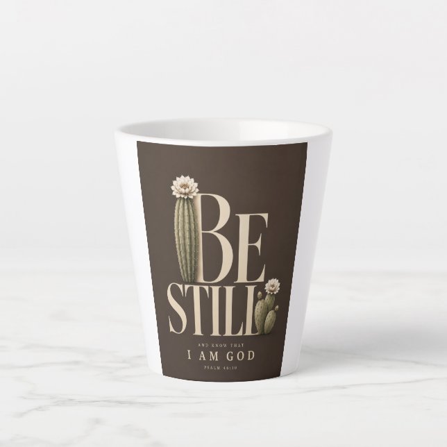 SEI STILL | Psalm 46:10 | Walnut Milchtasse (Vorderseite)