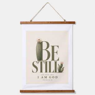 SEI STILL   Psalm 46:10   Warm Cream Wandteppich Mit Holzrahmen