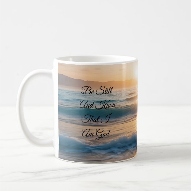 "Sei still und weißt, dass ich Gott bin!" Kaffeetasse (Links)