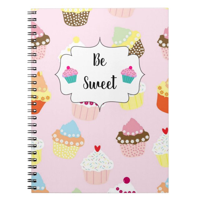 Sei süß Pastel Cupcake Muster Niedliches Notebook Notizblock (Vorderseite)
