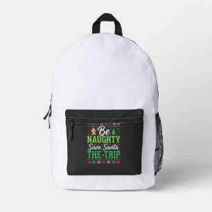 Sei unartig, rette Weihnachtsmann Lustiger Weihnac Bedruckter Rucksack
