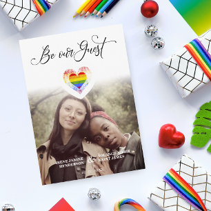 Sei unser Gast Pride Regenbogen Herz Lesbisch Gay  Einladung