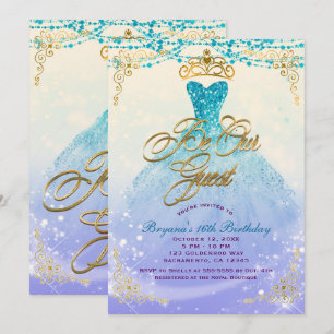 Sei unser Gast Prinzessin Aqua Lila Sweet 16 Party Einladung