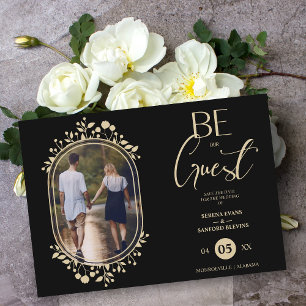 Sei unser Gast Schwarzer Hochzeits‑Chic Blumenrahm Save The Date