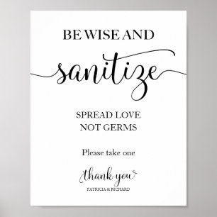Sei weise und desinfiziere - verbreite Liebe, nich Poster