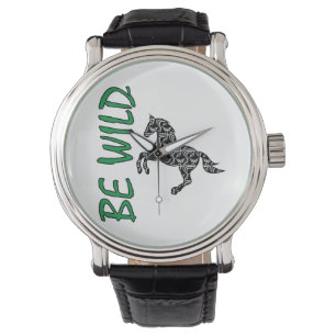 Sei wild – Starkes dekoratives Pferdedesign inspir Armbanduhr