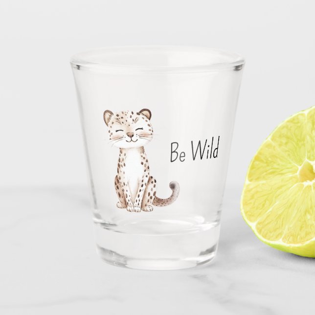 Sei wilde Gepard Schnapsglas (Vorderseite)