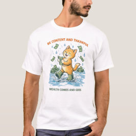 Sei zufrieden und dankbar – Süße Geldkatze Illustr T-Shirt