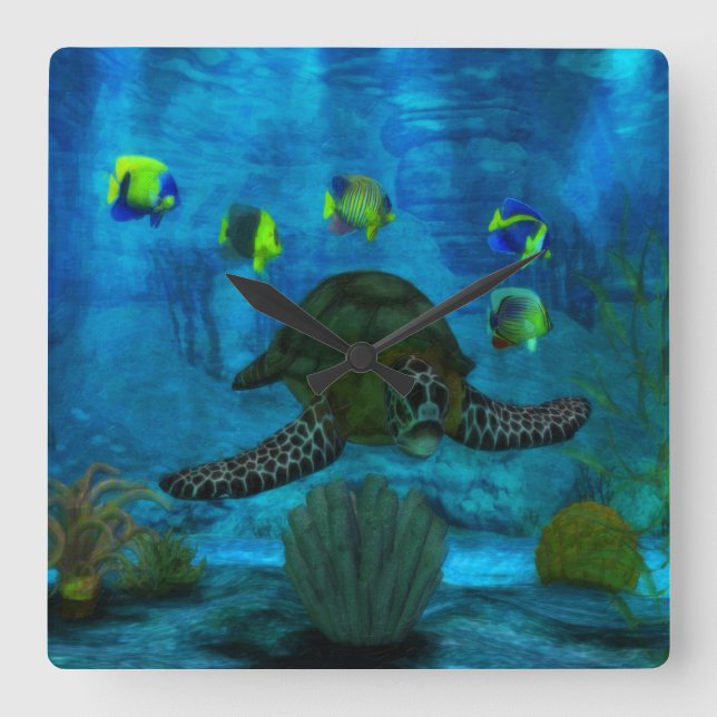 Seichtes Wasser Wasser Quadratische Wanduhr (Vorderseite)