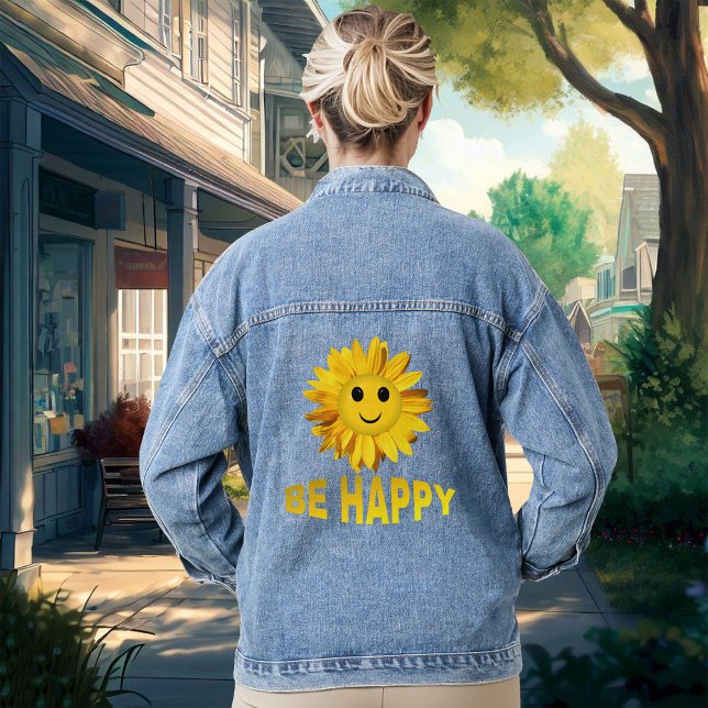 SEID GLÜCKLICH SONNENBLÜTER GESICHT Denim Jacket Jeansjacke (Von Creator hochgeladen)