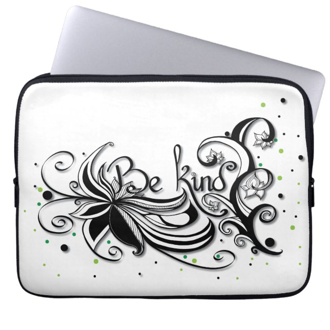 SEID KIND! Zitat zur inspirierenden Kalligrafie Laptopschutzhülle (Vorderseite)