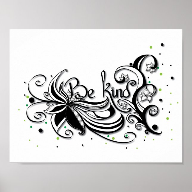 SEID KIND! Zitat zur inspirierenden Kalligrafie Poster (Vorne)
