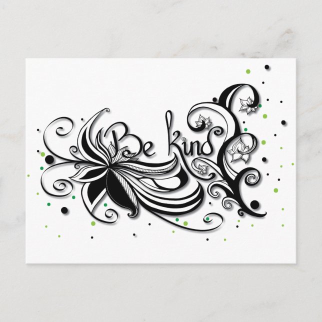 SEID KIND! Zitat zur inspirierenden Kalligrafie Postkarte (Vorderseite)