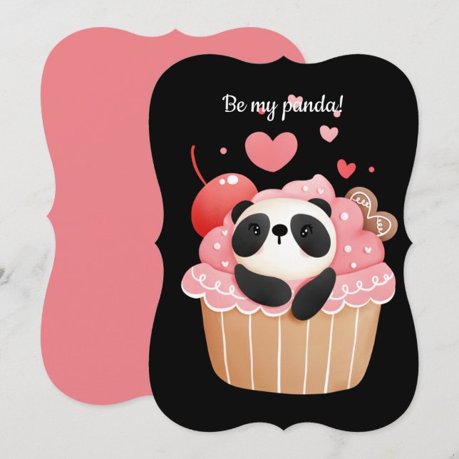 Seid mein Panda valentine Einladung (Vorne/Hinten)