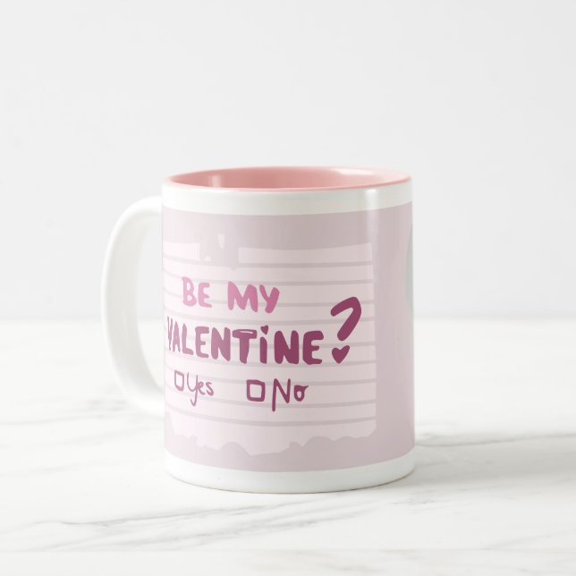 Seid mein Valentin? Foto Heart Pink Zweifarbige Tasse (Vorderseite Links)