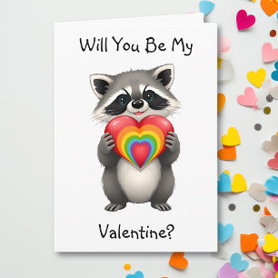 Seid mein Valentin?   LGBTQ Raccoon Karte