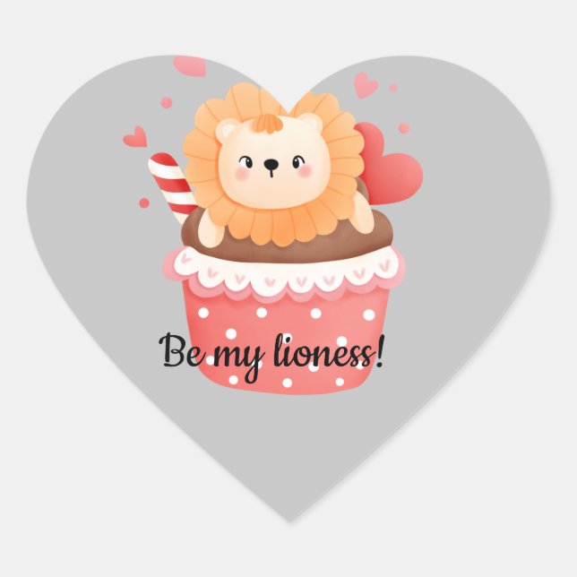 Seid meine Löwenvalentin-Einladung Herz-Aufkleber (Vorderseite)