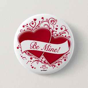 Seid meins! Rote Herzen Button