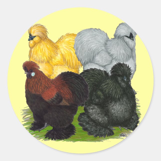 Seiden: Verschiedene Rooster Runder Aufkleber (Vorderseite)