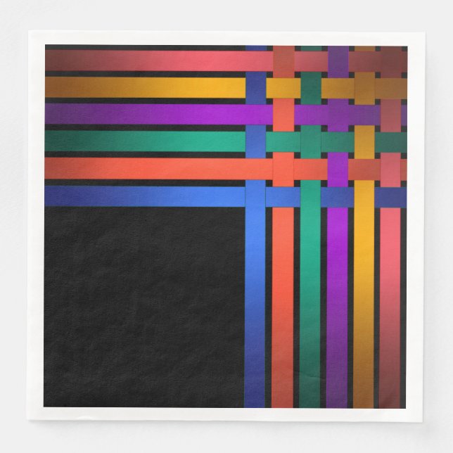 Seidenbänder zeichnen schwarze Hintergrundmuster h Serviette (Vorderseite)