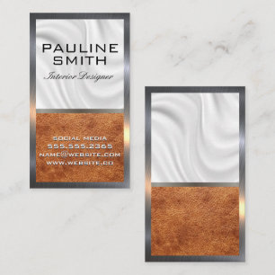 Seidendrapery   Brown Leather   Metallgrenze Visitenkarte